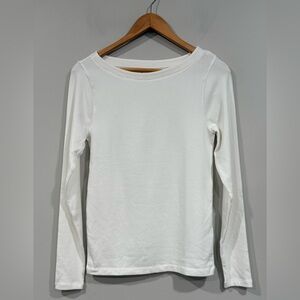 J. Crew White Long Sleeve Boatneck Everyday Tee M NWT